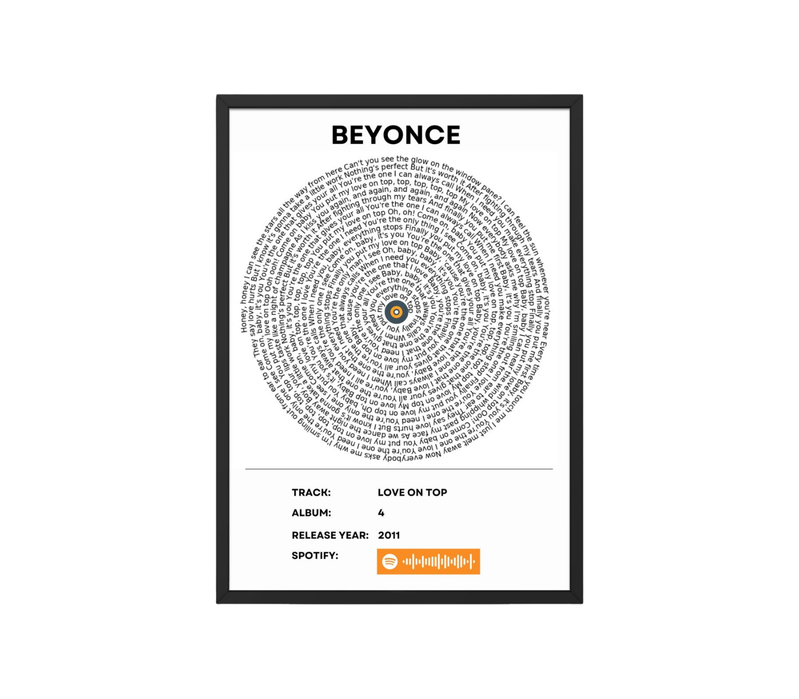 Portrait Framed Art Print SLVS 002 Beyonce - Love on top