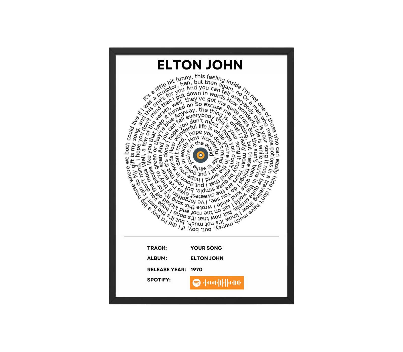 Portrait Framed Art Print SLVS 007 Elton John - Your song