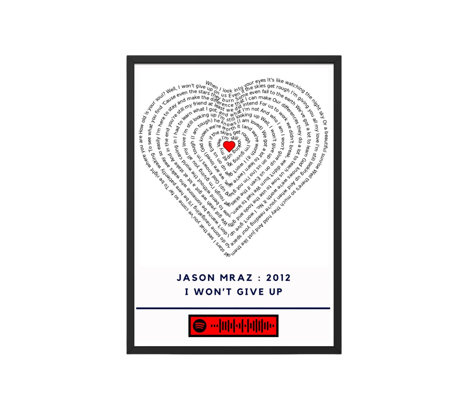 Portrait Framed Art Print Jason Mraz - I Won't Give Up